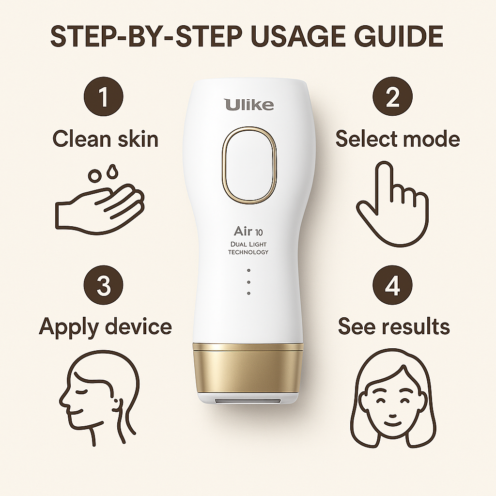 Ulike Air 10 IPL Hair Removal Device - Advanced Dual Light Technology with Ice Cooling