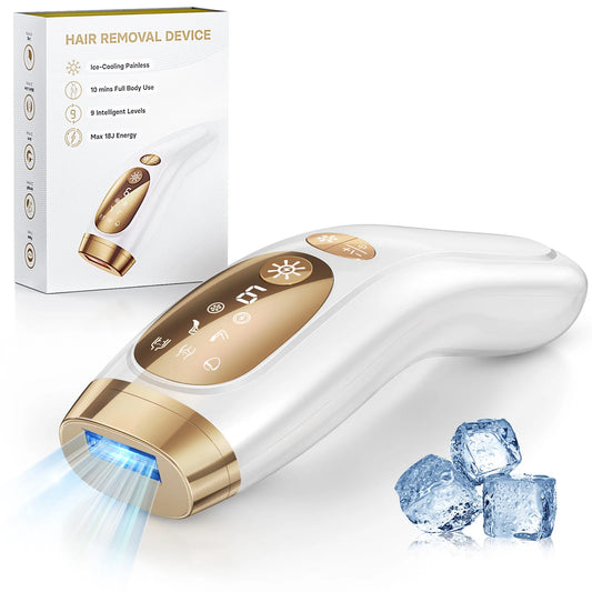 Laser Hair Removal IPL Device Unlimited Flashes Ice-Cooling Painless Whole Body Treament Safe Quick Home Epilator Hair Removal