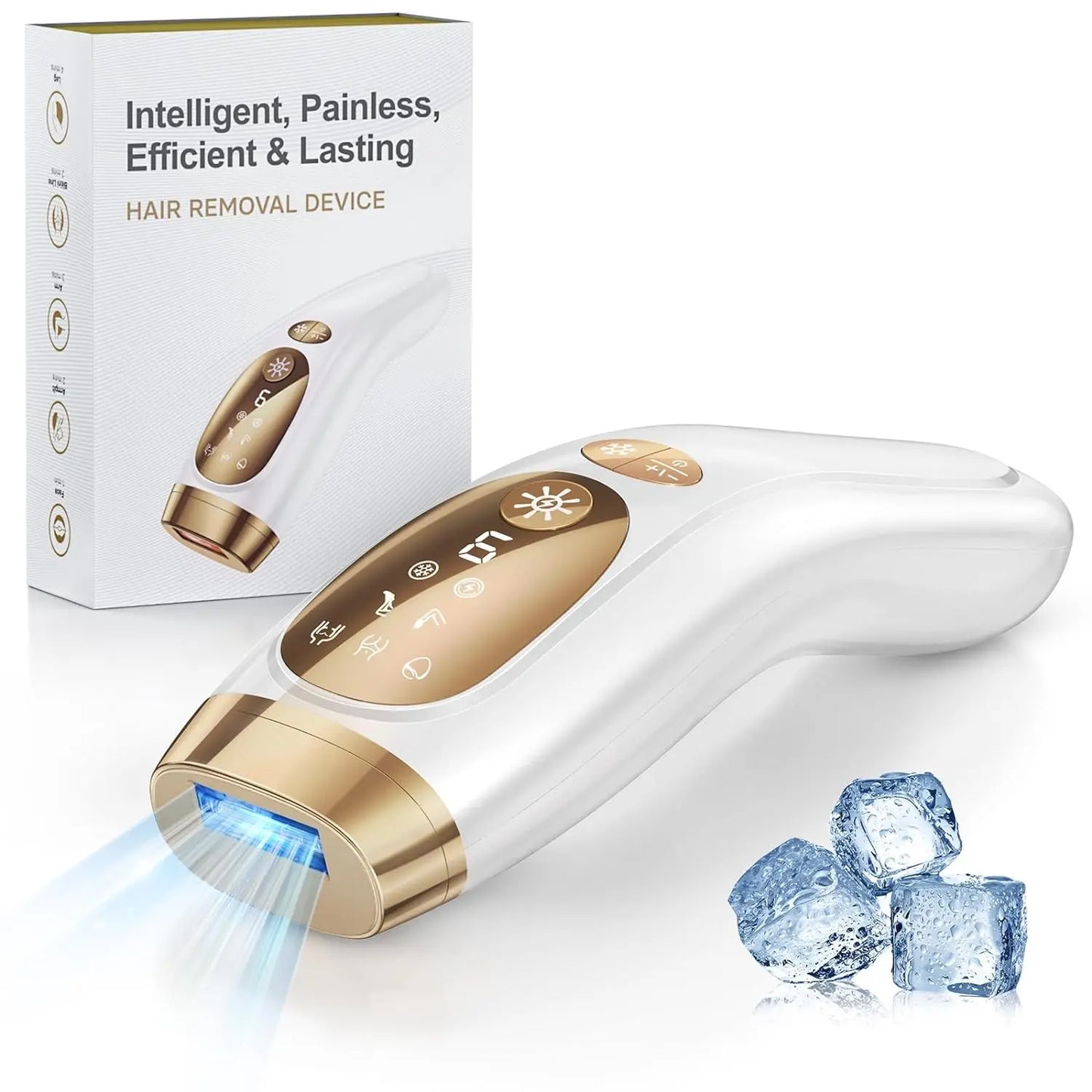 Laser Hair Removal IPL Device Unlimited Flashes Ice-Cooling Painless Whole Body Treament Safe Quick Home Epilator Hair Removal