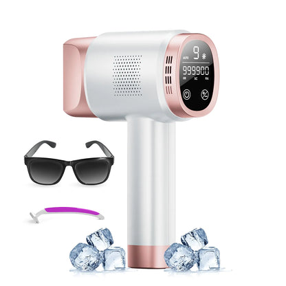 Aopvui Laser Hair Removal for Women and Men IPL with Ice-Cooling System for Nearly Painless And Long-Lasting Result At-Home Permanent Hair Removal Device 999999 Flashes for Whole Body Use